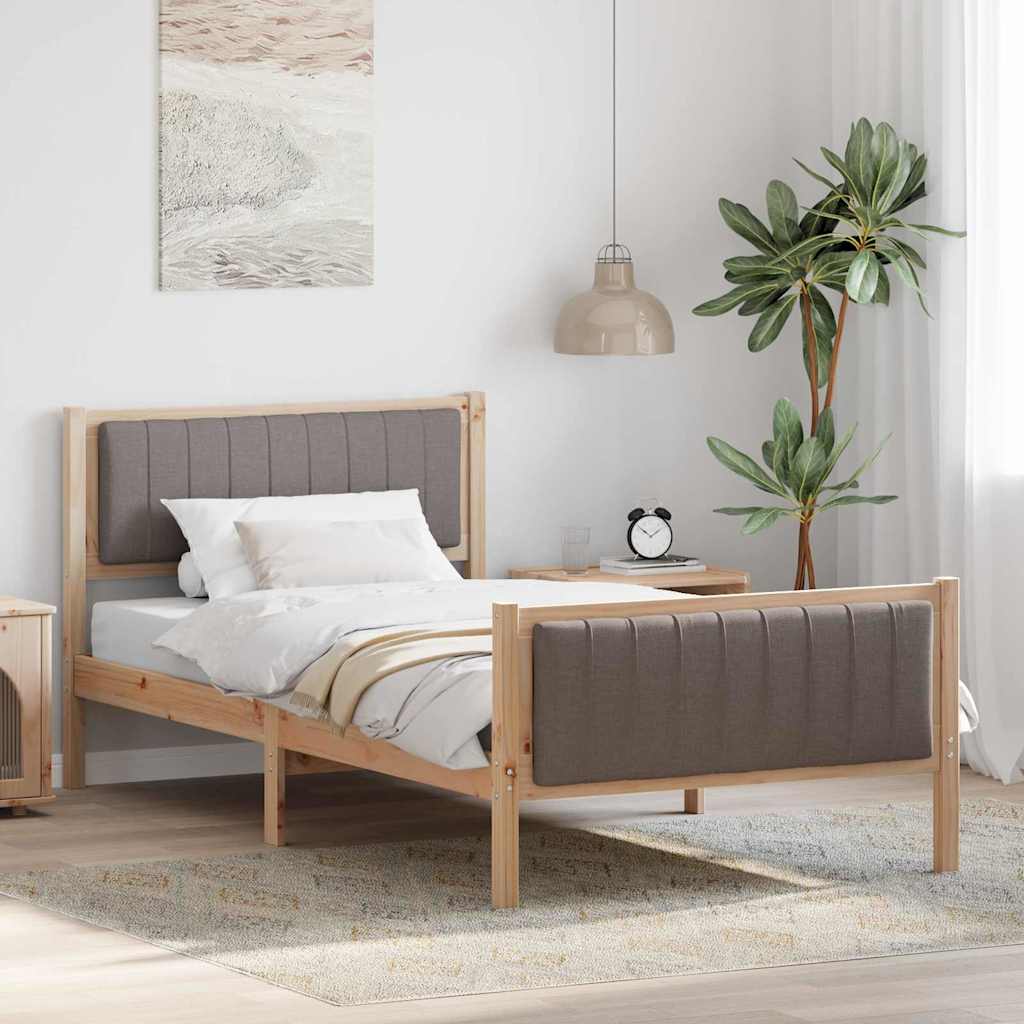 Vidaxl bedframe bruin en taupe 100 x 200 cm massief grenenhout