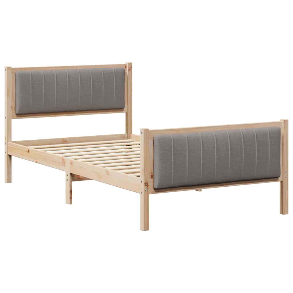 Vidaxl bedframe bruin en taupe 100 x 200 cm massief grenenhout