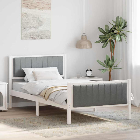 Vidaxl bedframe wit en lichtgrijs 100 x 200 cm massief grenenhout