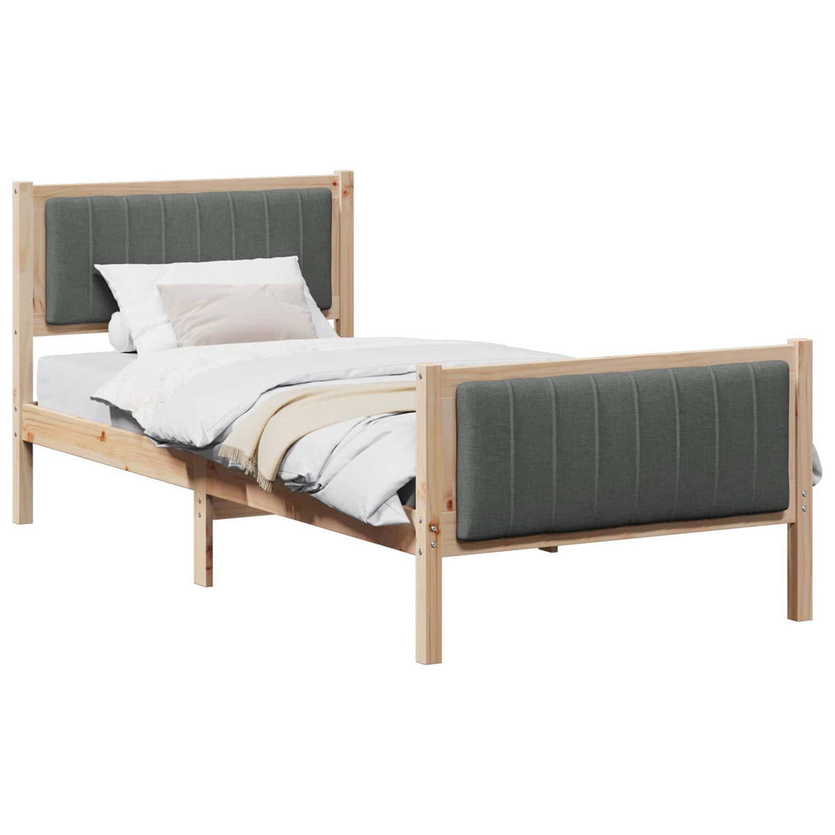 Vidaxl bedframe bruin en donkergrijs 90 x 200 cm massief grenenhout