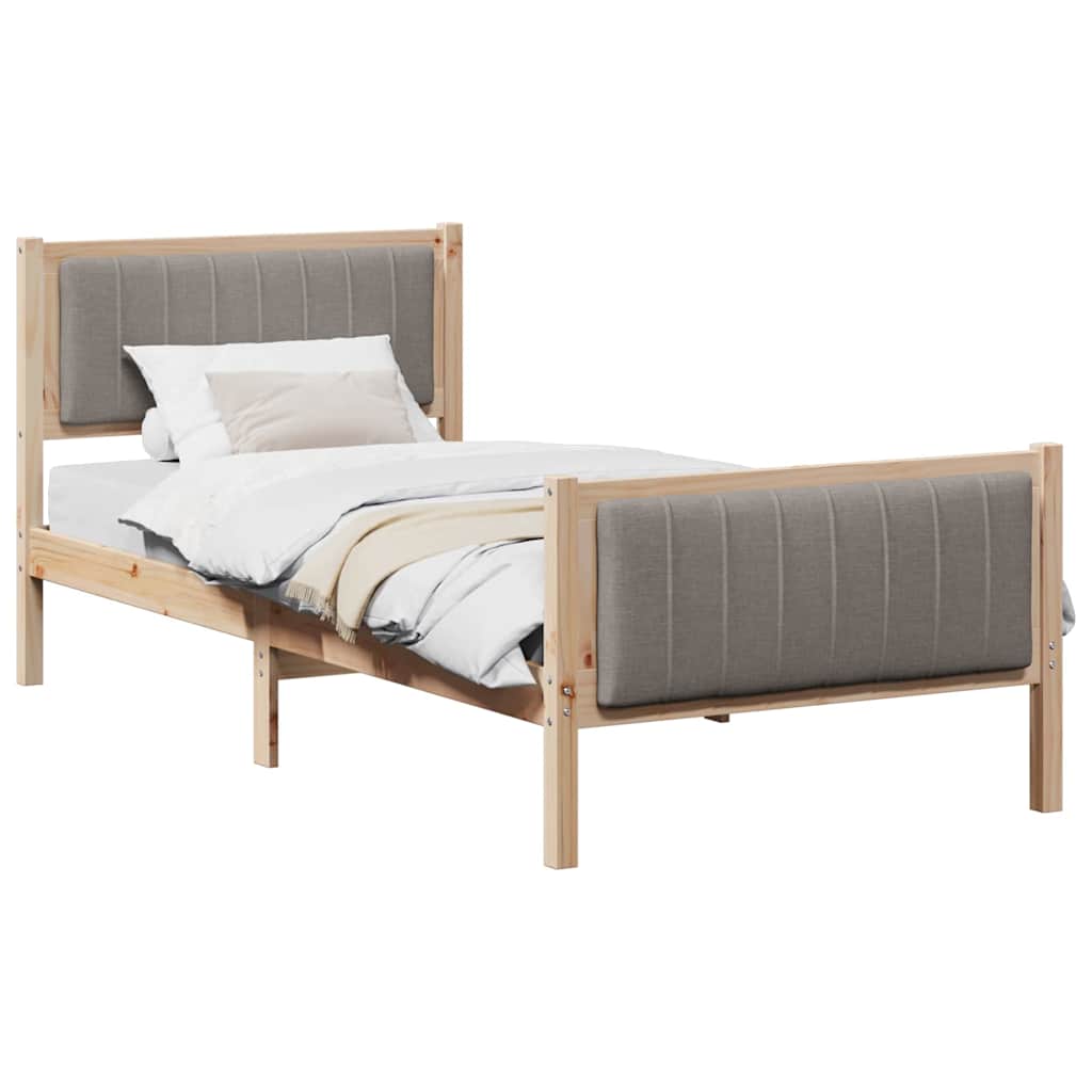 Vidaxl bedframe bruin en taupe 90 x 200 cm massief grenenhout