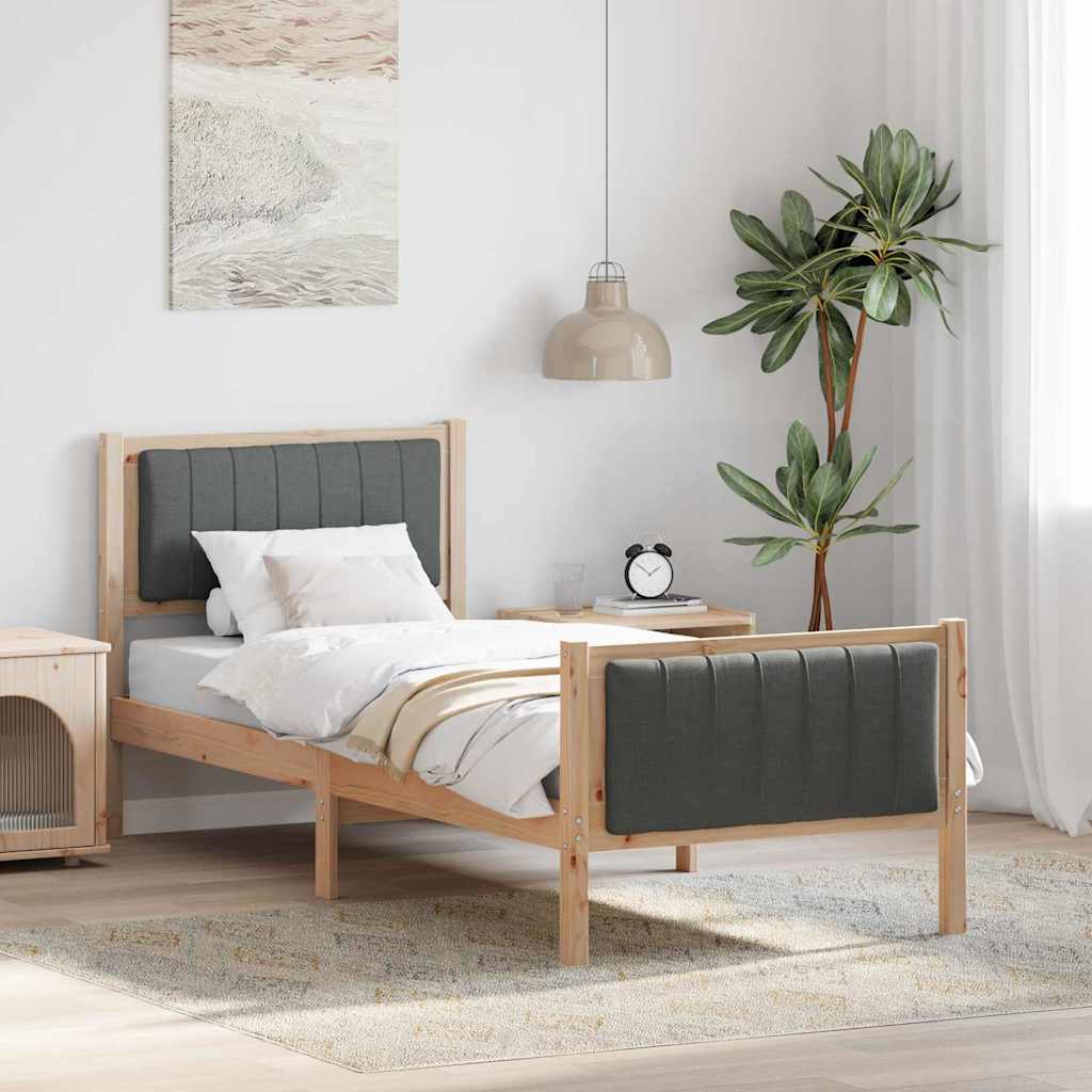 Vidaxl bedframe bruin en donkergrijs 80 x 200 cm massief grenenhout