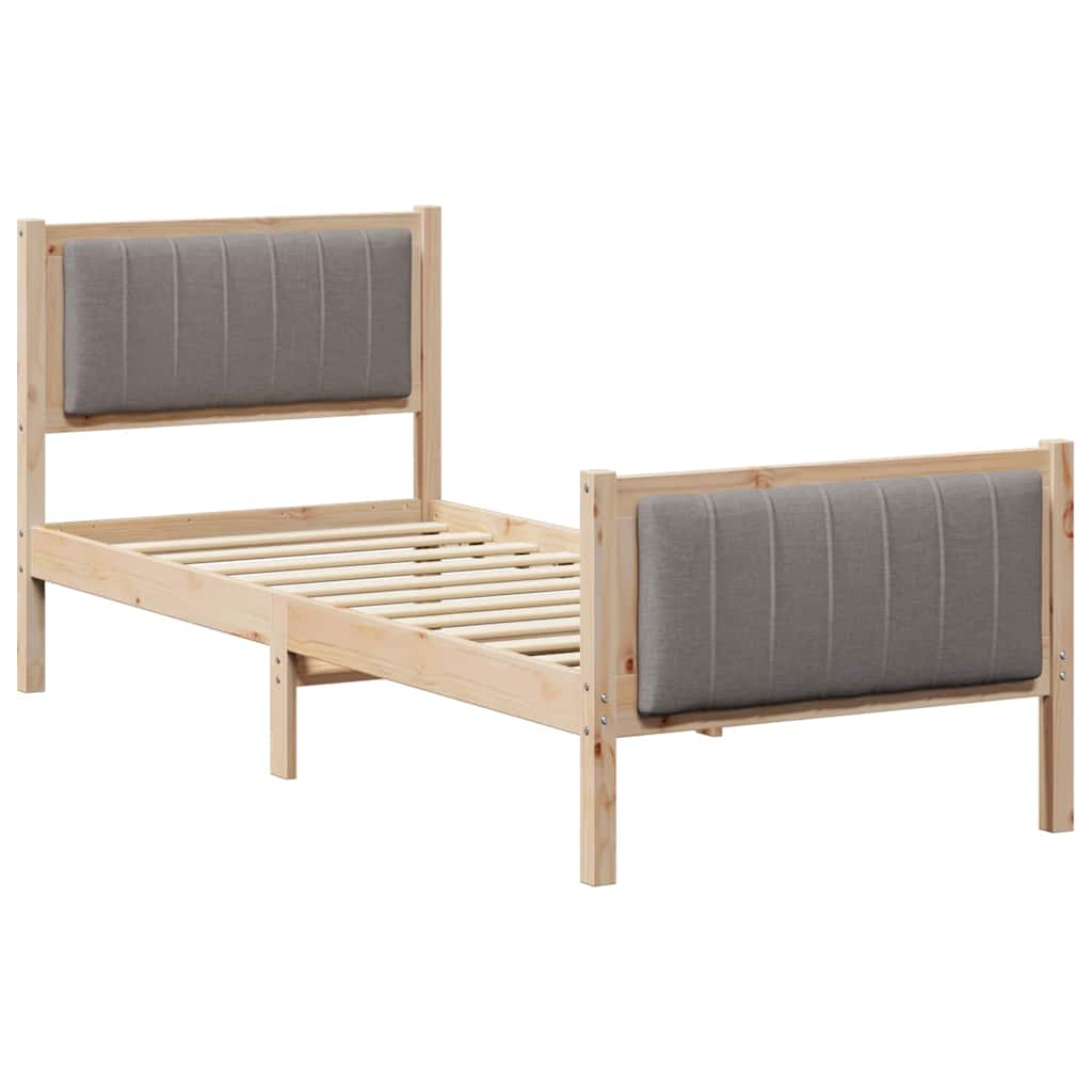 Vidaxl bedframe bruin en taupe 80 x 200 cm massief grenenhout