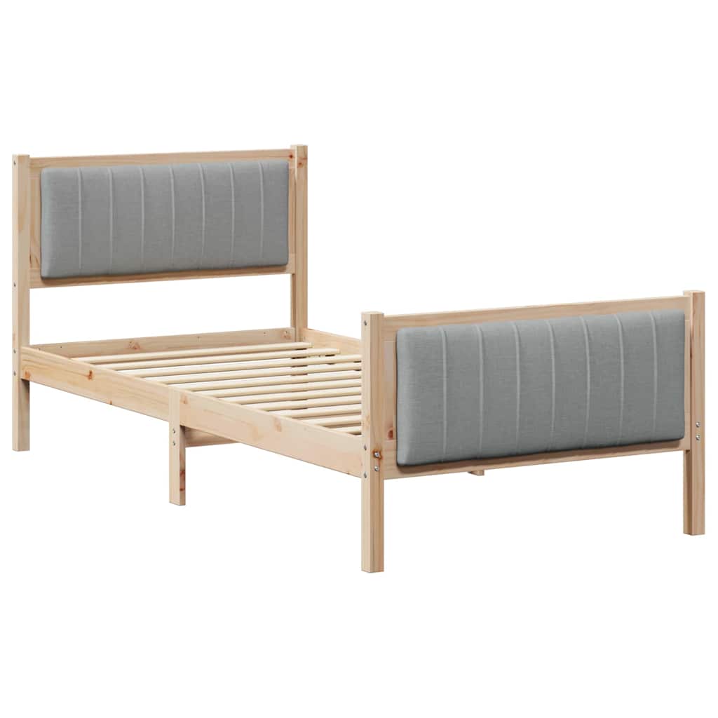 Vidaxl bedframe bruin en lichtgrijs 90 x 190 cm massief grenenhout