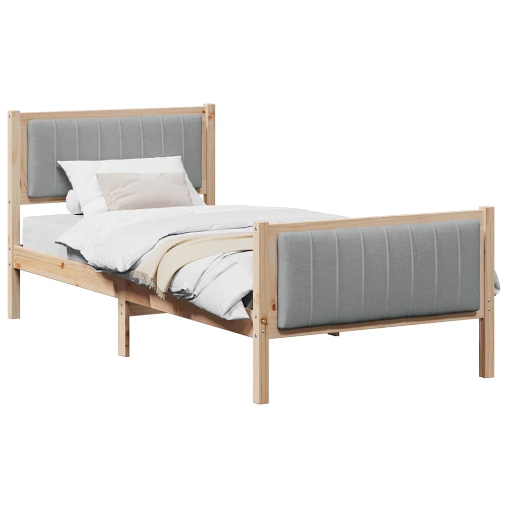 Vidaxl bedframe bruin en lichtgrijs 90 x 190 cm massief grenenhout