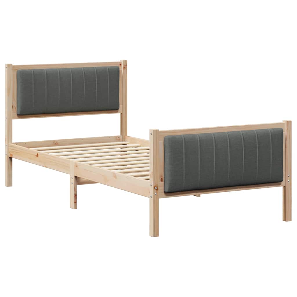 Vidaxl bedframe bruin en donkergrijs 90 x 190 cm massief grenenhout