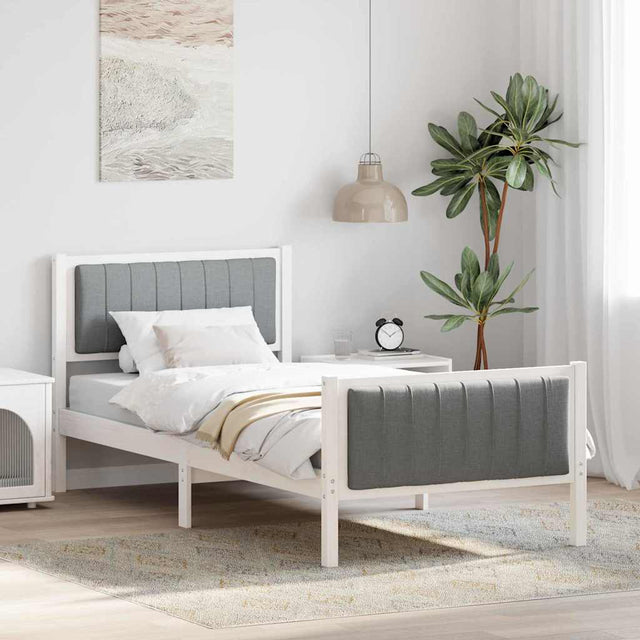 Vidaxl bedframe wit en lichtgrijs 90 x 190 cm massief grenenhout