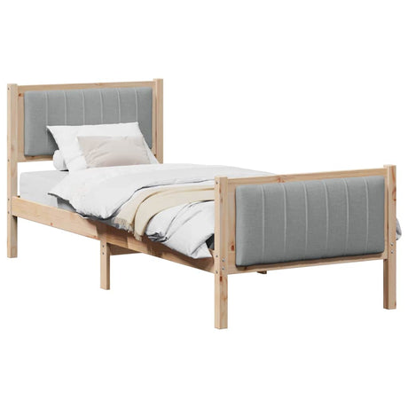 Vidaxl bedframe bruin en lichtgrijs 75 x 190 cm massief grenenhout