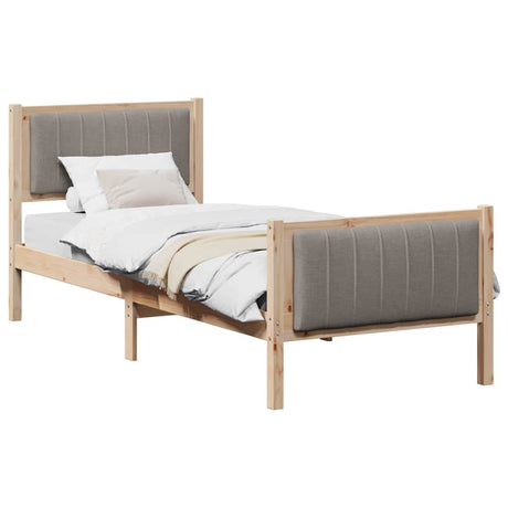 Vidaxl bedframe bruin en taupe 75 x 190 cm massief grenenhout
