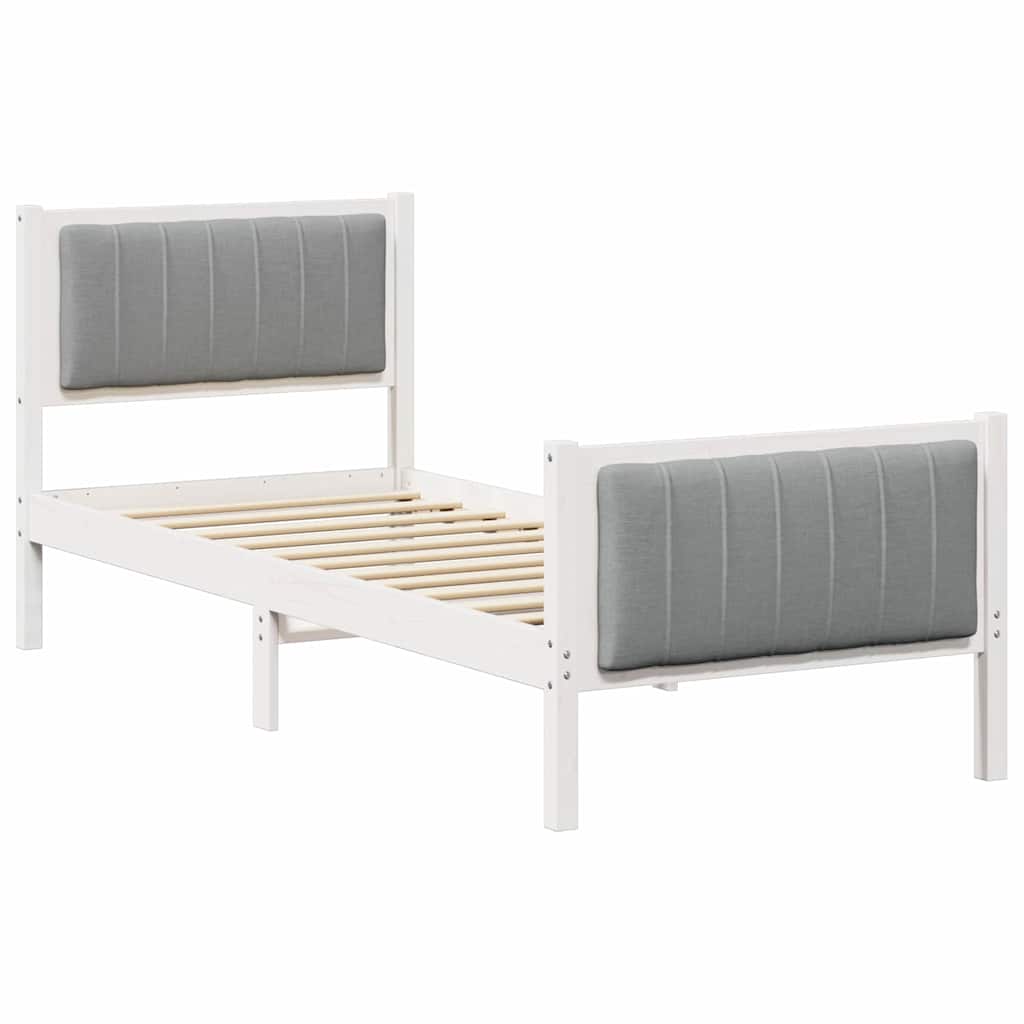 Vidaxl bedframe wit en lichtgrijs 75 x 190 cm massief grenenhout