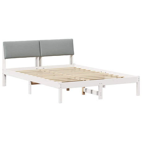 Vidaxl bedframe wit en lichtgrijs 150 x 200 cm massief grenenhout