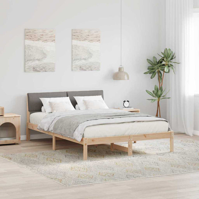 Vidaxl bedframe bruin en taupe 140 x 200 cm massief grenenhout