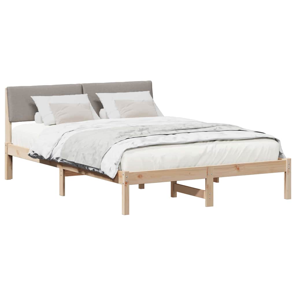 Vidaxl bedframe bruin en taupe 140 x 200 cm massief grenenhout