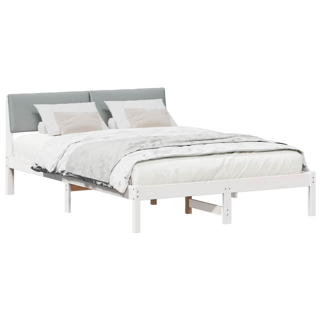 Vidaxl bedframe wit en lichtgrijs 140 x 200 cm massief grenenhout