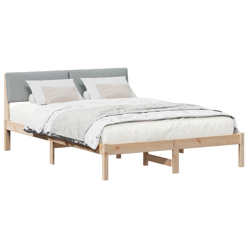 Vidaxl bedframe bruin en lichtgrijs 140 x 190 cm massief grenenhout