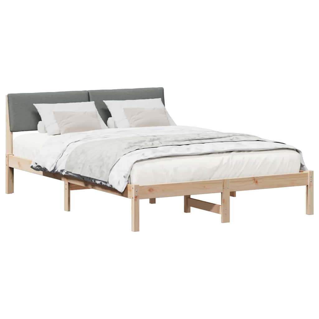 Vidaxl bedframe bruin en donkergrijs 140 x 190 cm massief grenenhout
