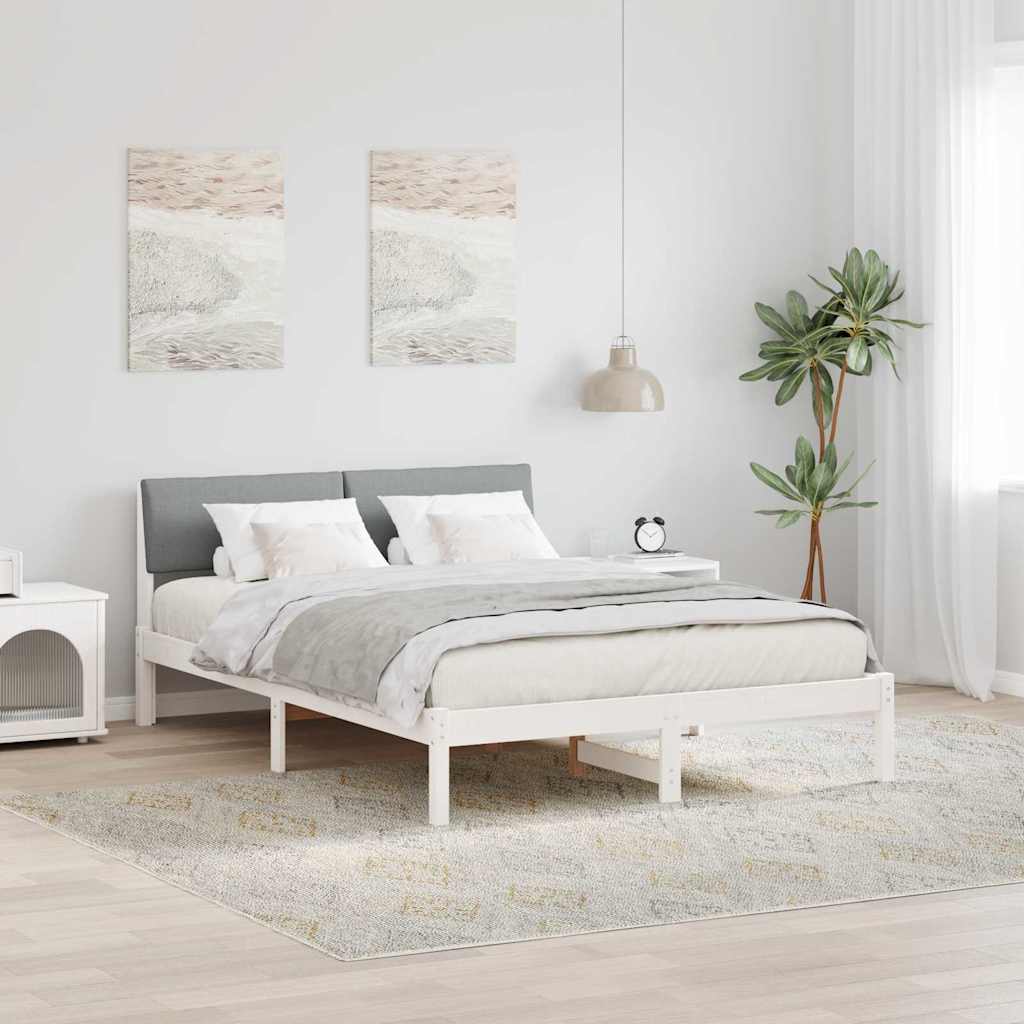 Vidaxl bedframe wit en lichtgrijs 135 x 190 cm massief grenenhout