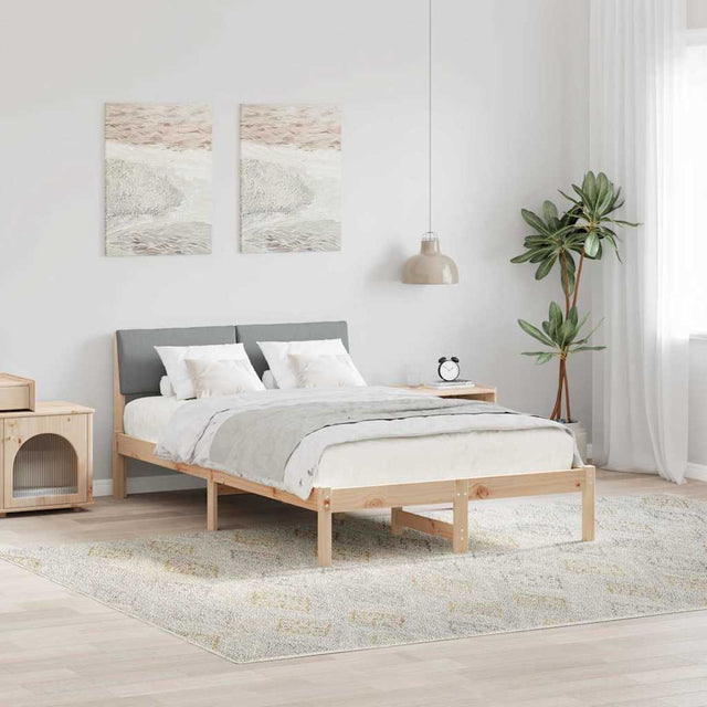 Vidaxl bedframe bruin en lichtgrijs 120 x 190 cm massief grenenhout