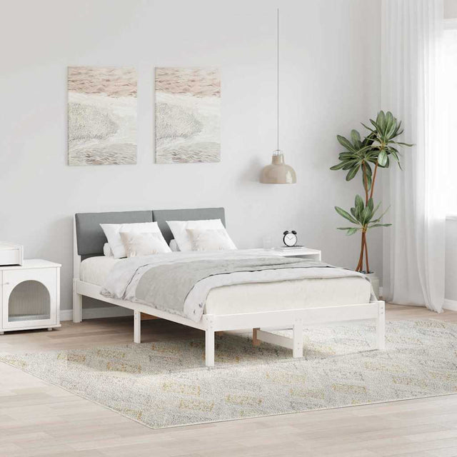 Vidaxl bedframe wit en lichtgrijs 120 x 190 cm massief grenenhout
