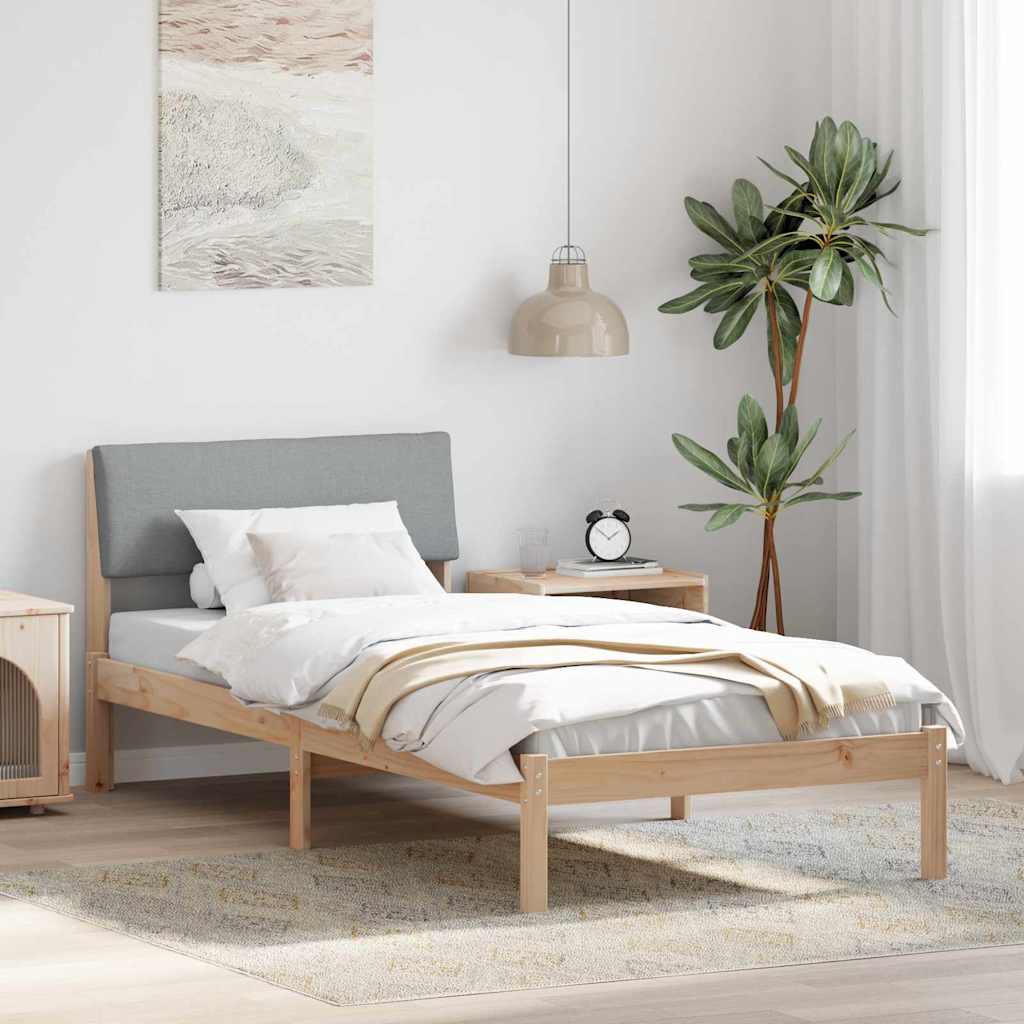 Vidaxl bedframe bruin en lichtgrijs 100 x 200 cm massief grenenhout