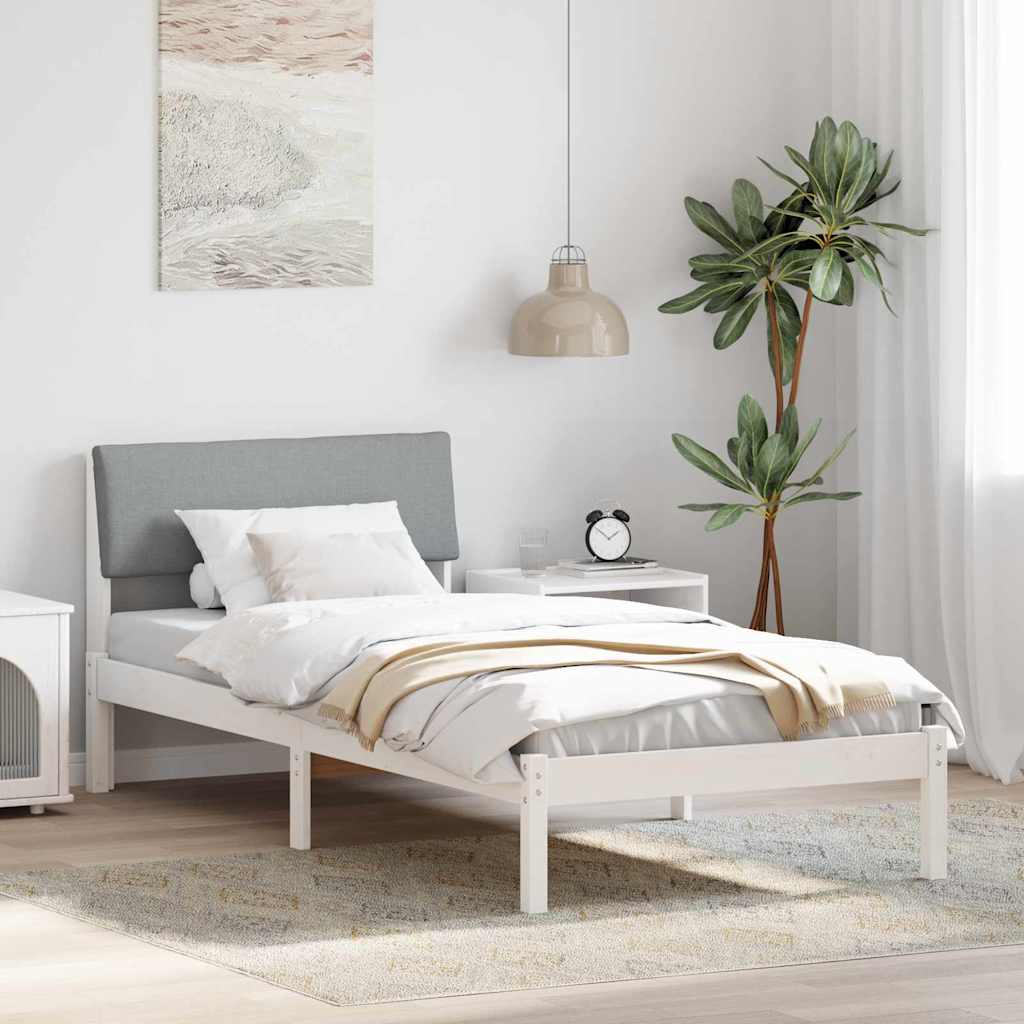 Vidaxl bedframe wit en lichtgrijs 100 x 200 cm massief grenenhout