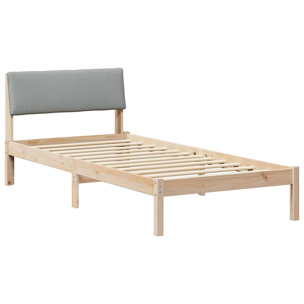 Vidaxl bedframe bruin en lichtgrijs 90 x 200 cm massief grenenhout