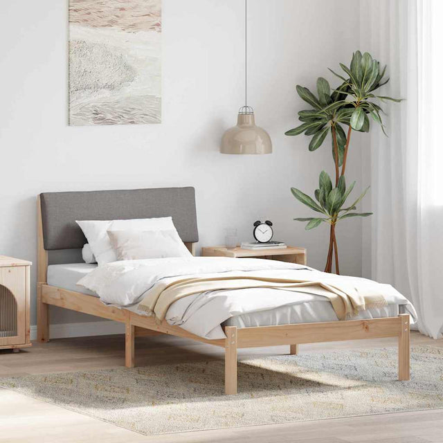 Vidaxl bedframe bruin en taupe 90 x 200 cm massief grenenhout