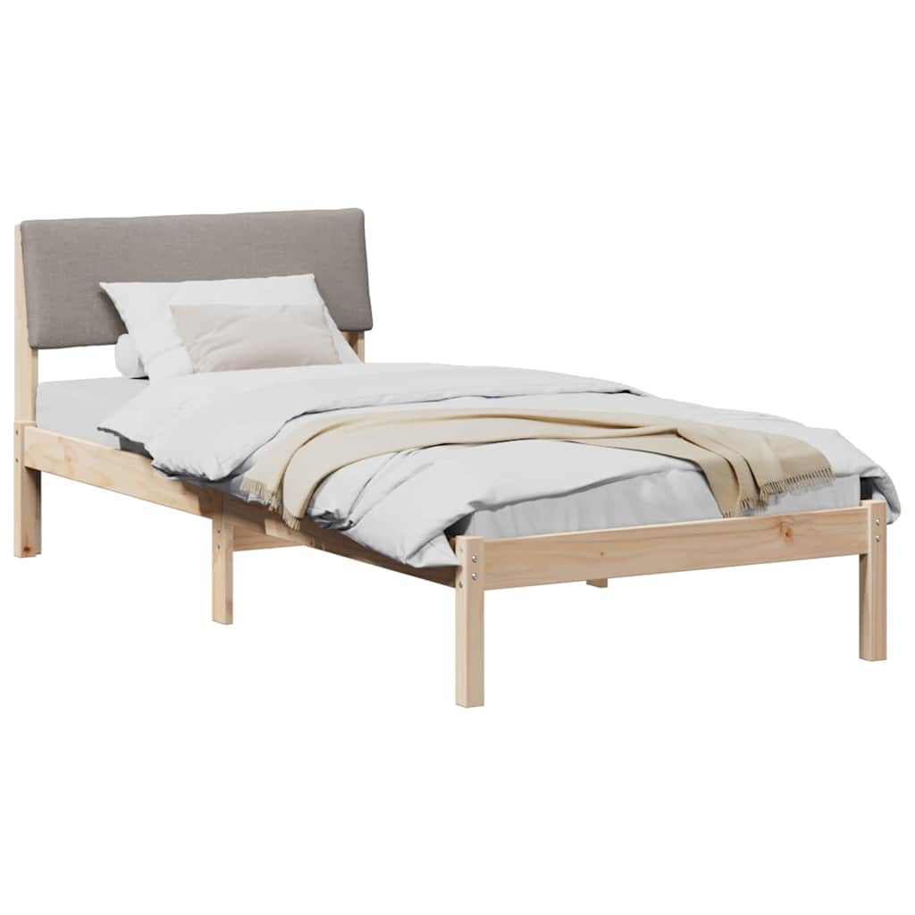 Vidaxl bedframe bruin en taupe 90 x 200 cm massief grenenhout