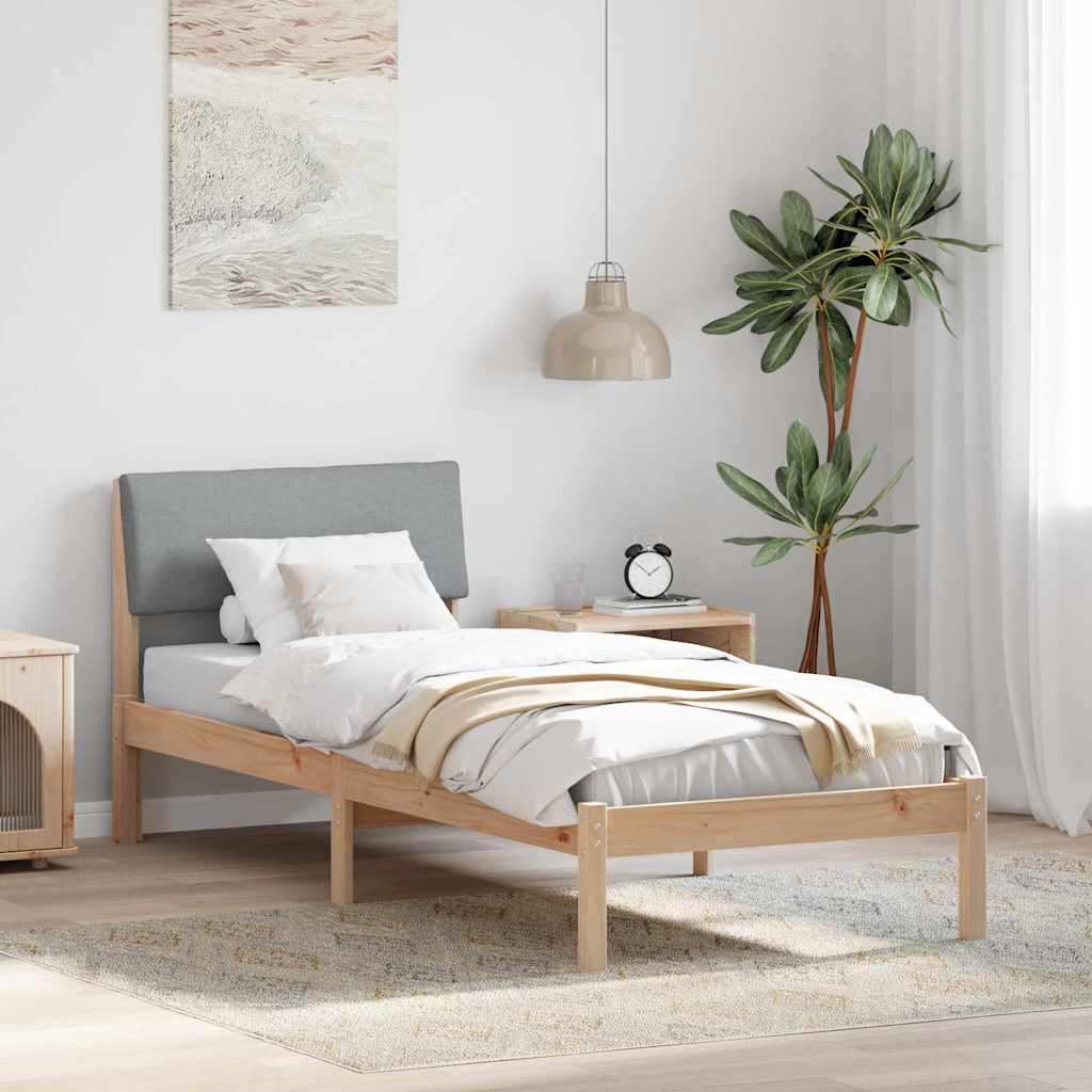 Vidaxl bedframe bruin en lichtgrijs 80 x 200 cm massief grenenhout