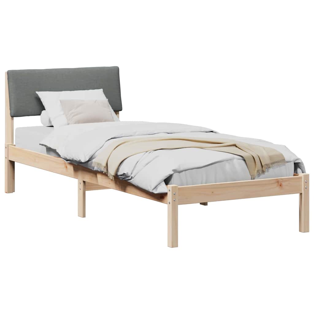 Vidaxl bedframe bruin en donkergrijs 75 x 190 cm massief grenenhout
