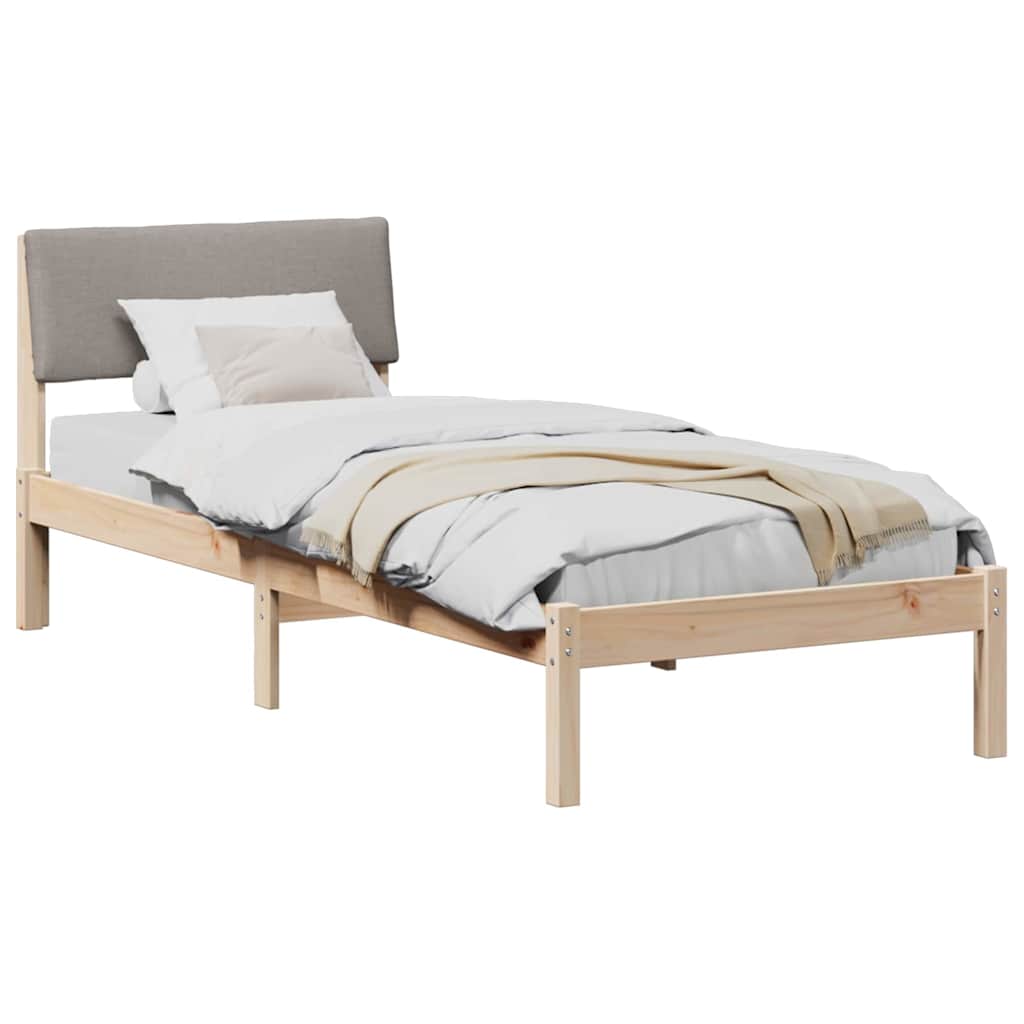 Vidaxl bedframe bruin en taupe 75 x 190 cm massief grenenhout