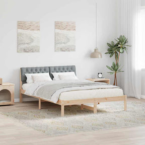 Vidaxl bedframe bruin en lichtgrijs 150 x 200 cm massief grenenhout