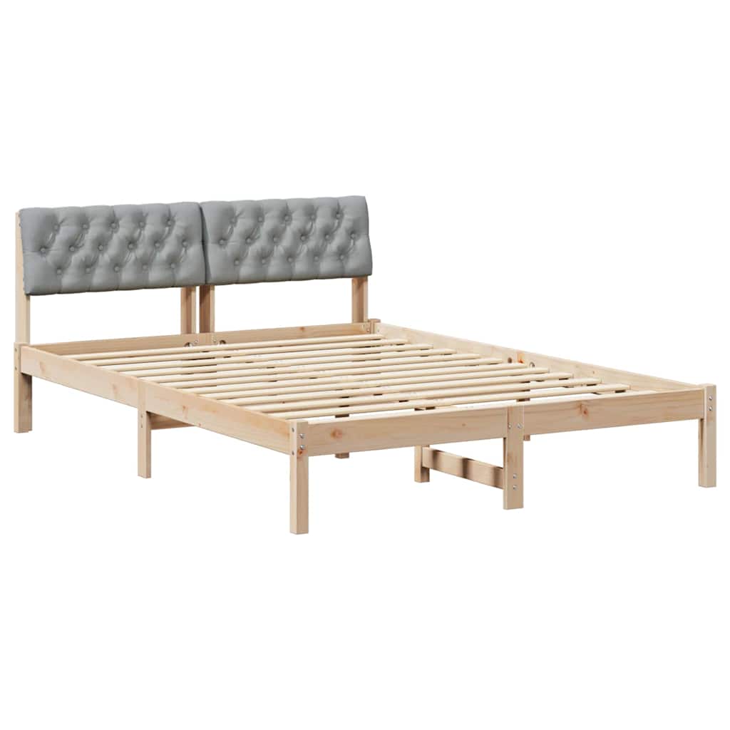 Vidaxl bedframe bruin en lichtgrijs 150 x 200 cm massief grenenhout