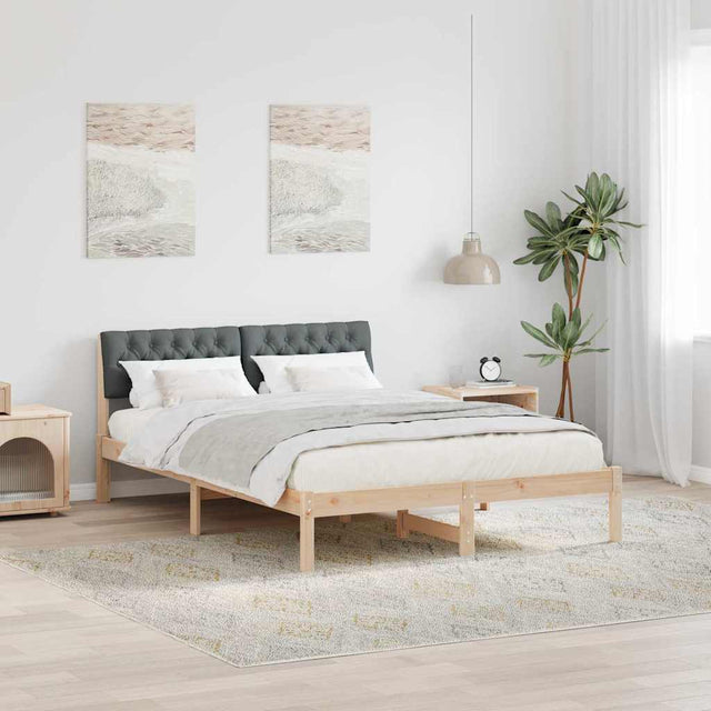 Vidaxl bedframe bruin en donkergrijs 150 x 200 cm massief grenenhout