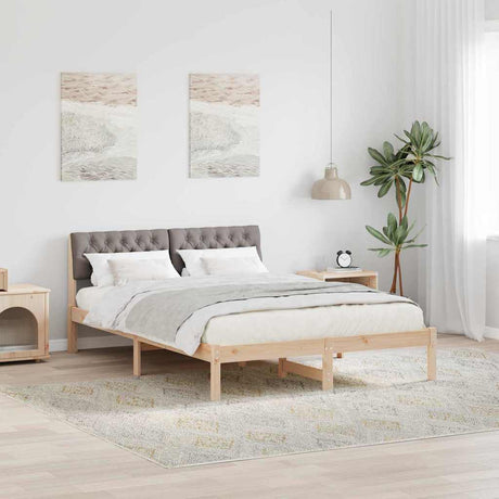 Vidaxl bedframe bruin en taupe 150 x 200 cm massief grenenhout