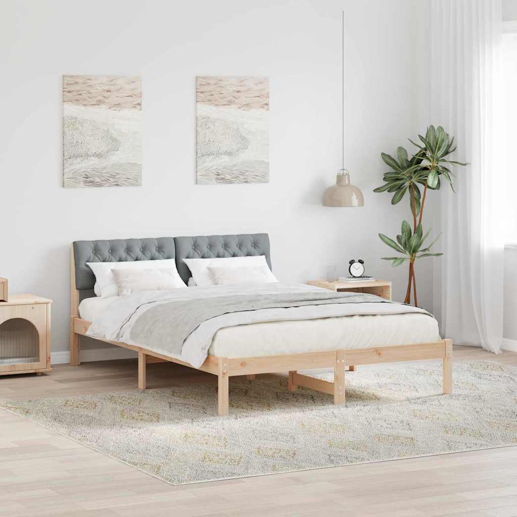 Vidaxl bedframe bruin en lichtgrijs 140 x 200 cm massief grenenhout