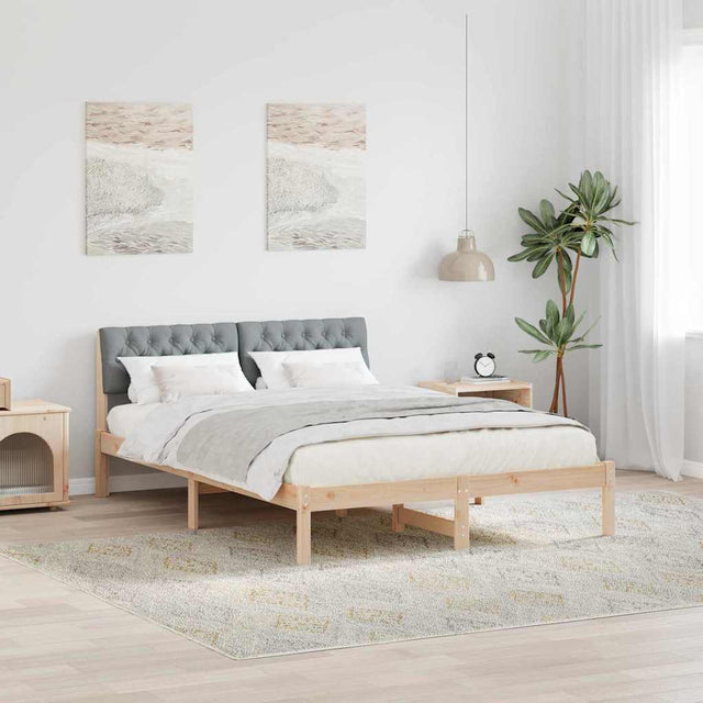 Vidaxl bedframe bruin en lichtgrijs 140 x 200 cm massief grenenhout