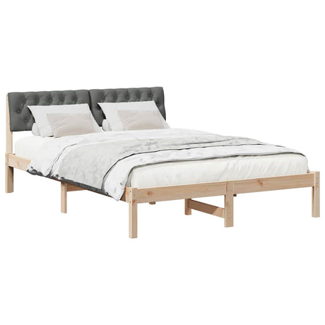 Vidaxl bedframe bruin en donkergrijs 140 x 190 cm massief grenenhout