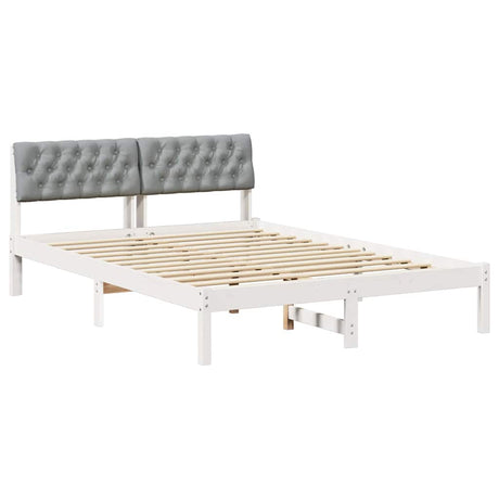 Vidaxl bedframe wit en lichtgrijs 140 x 190 cm massief grenenhout