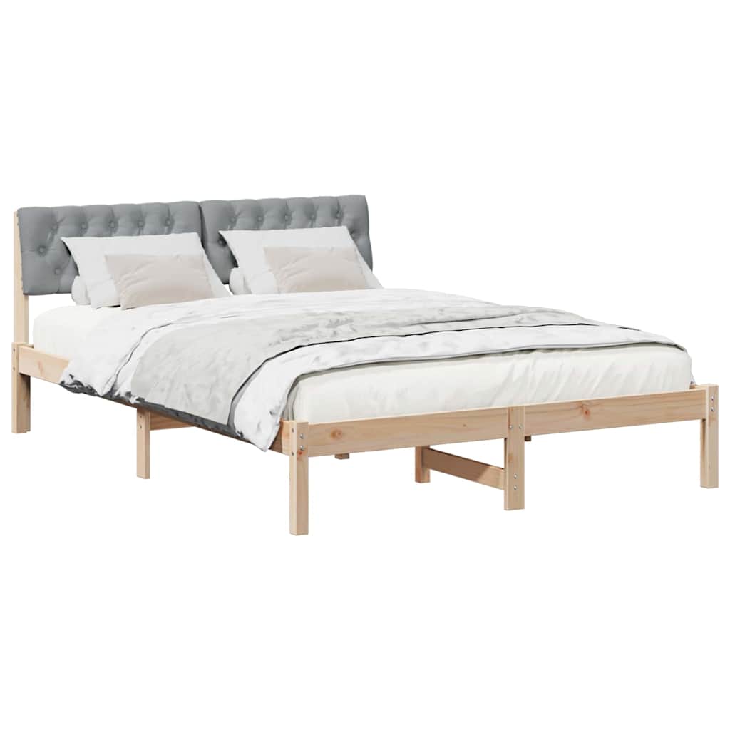 Vidaxl bedframe bruin en lichtgrijs 135 x 190 cm massief grenenhout