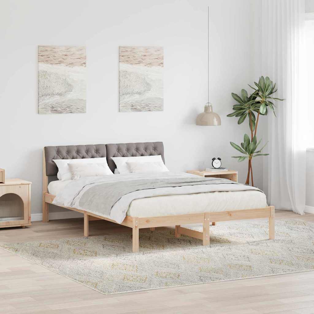 Vidaxl bedframe bruin en taupe 135 x 190 cm massief grenenhout