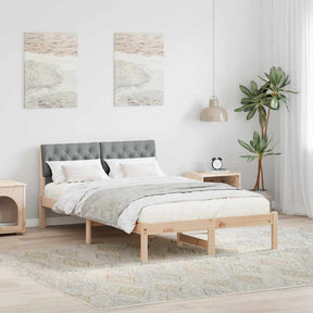 Vidaxl bedframe bruin en lichtgrijs 120 x 190 cm massief grenenhout