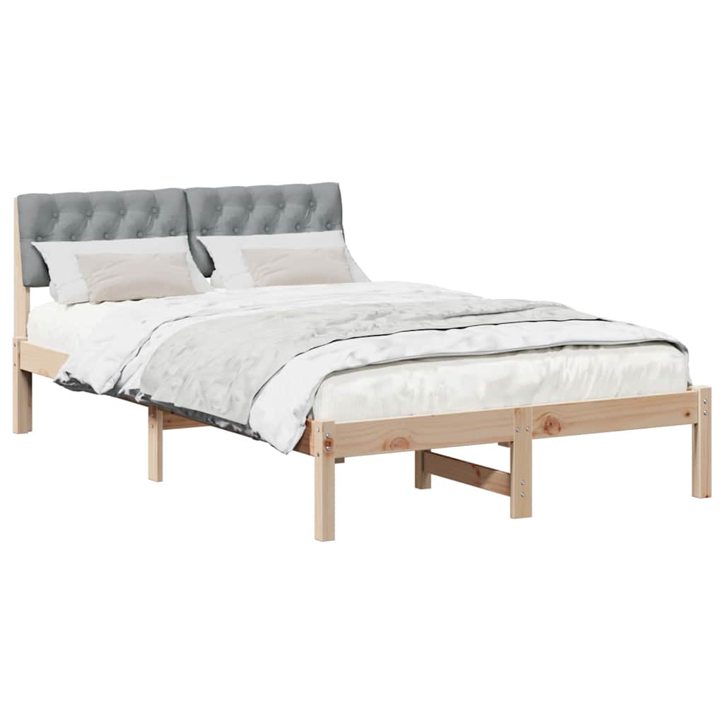 Vidaxl bedframe bruin en lichtgrijs 120 x 190 cm massief grenenhout