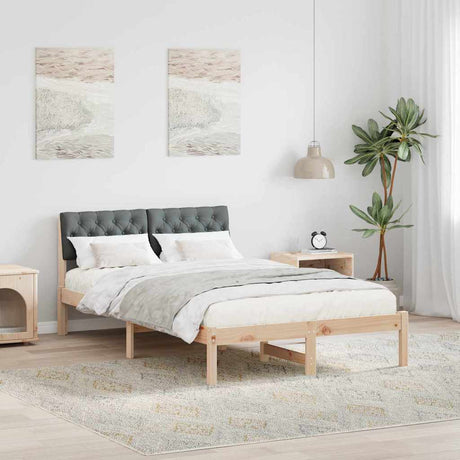 Vidaxl bedframe bruin en donkergrijs 120 x 190 cm massief grenenhout