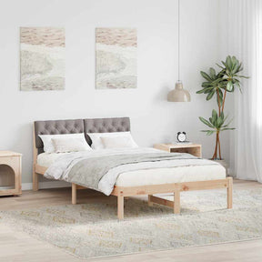 Vidaxl bedframe bruin en taupe 120 x 190 cm massief grenenhout