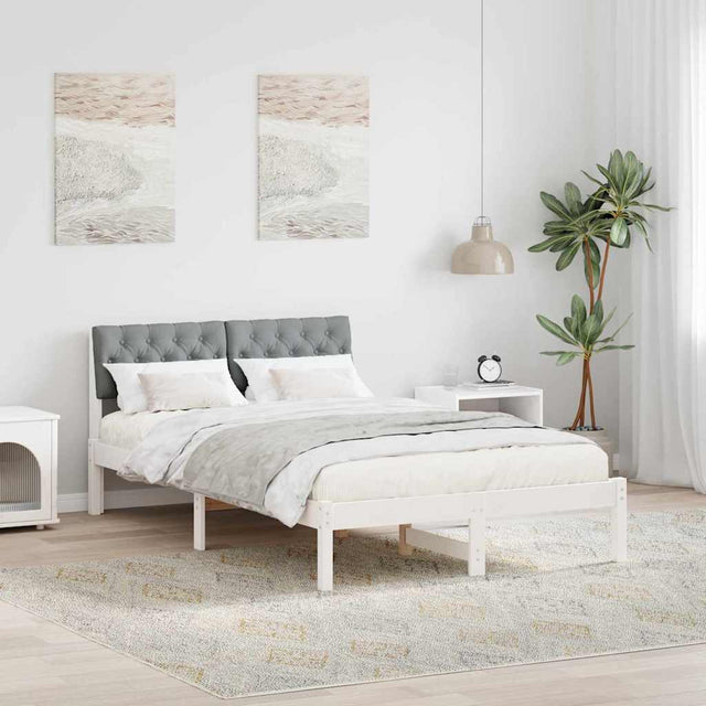 Vidaxl bedframe wit en lichtgrijs 120 x 190 cm massief grenenhout