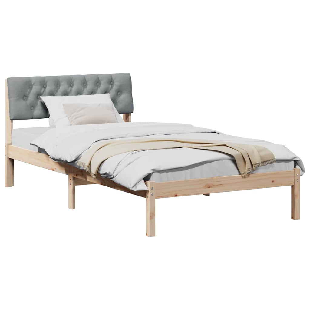 Vidaxl bedframe bruin en lichtgrijs 100 x 200 cm massief grenenhout