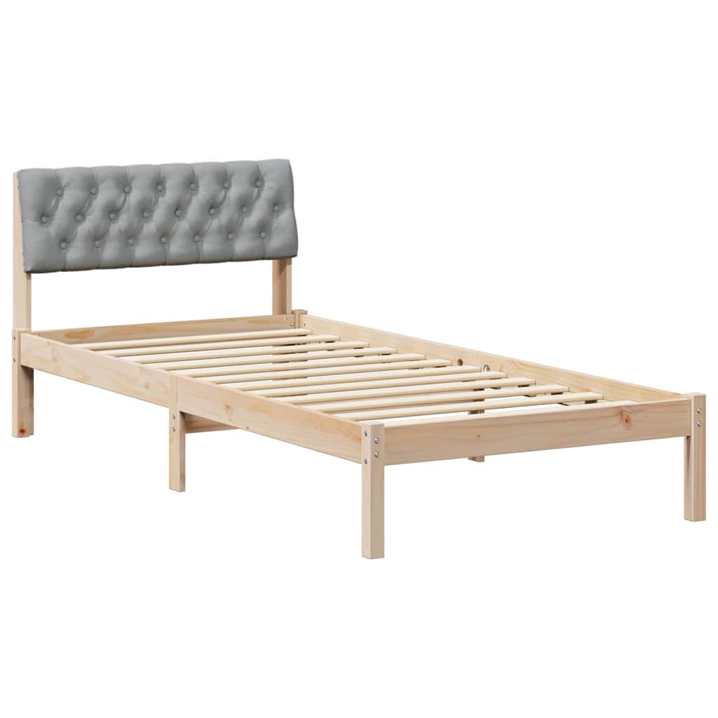Vidaxl bedframe bruin en lichtgrijs 90 x 200 cm massief grenenhout