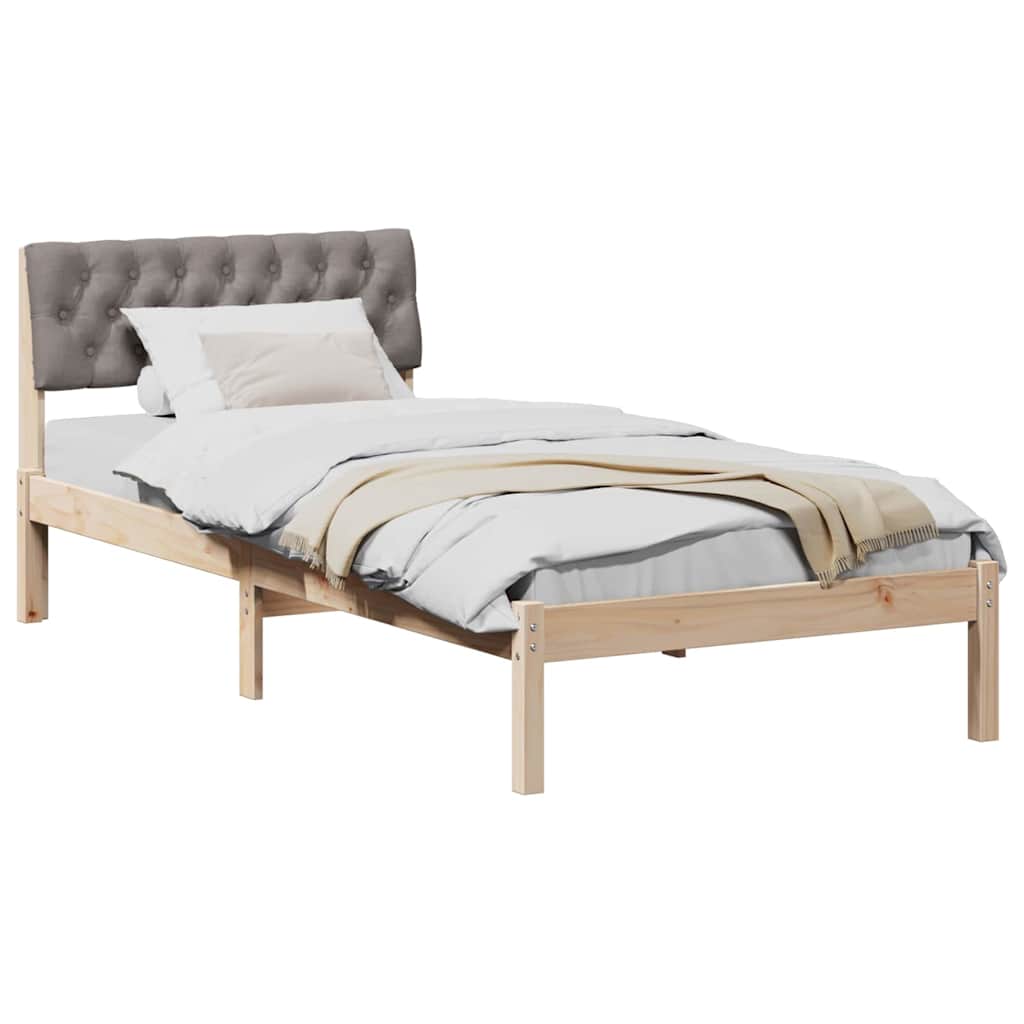 Vidaxl bedframe bruin en taupe 90 x 200 cm massief grenenhout