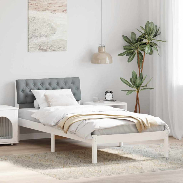 Vidaxl bedframe wit en lichtgrijs 90 x 190 cm massief grenenhout
